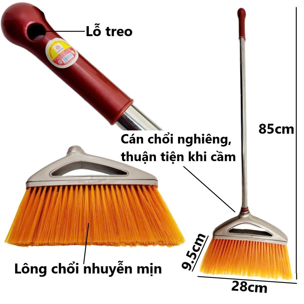 Bộ chổi kèm xẻng hốt rác thông minh nhựa VIỆT NHẬT - Tự động đóng mở, treo tường, xếp gọn - Chính hãng Việt Nhật