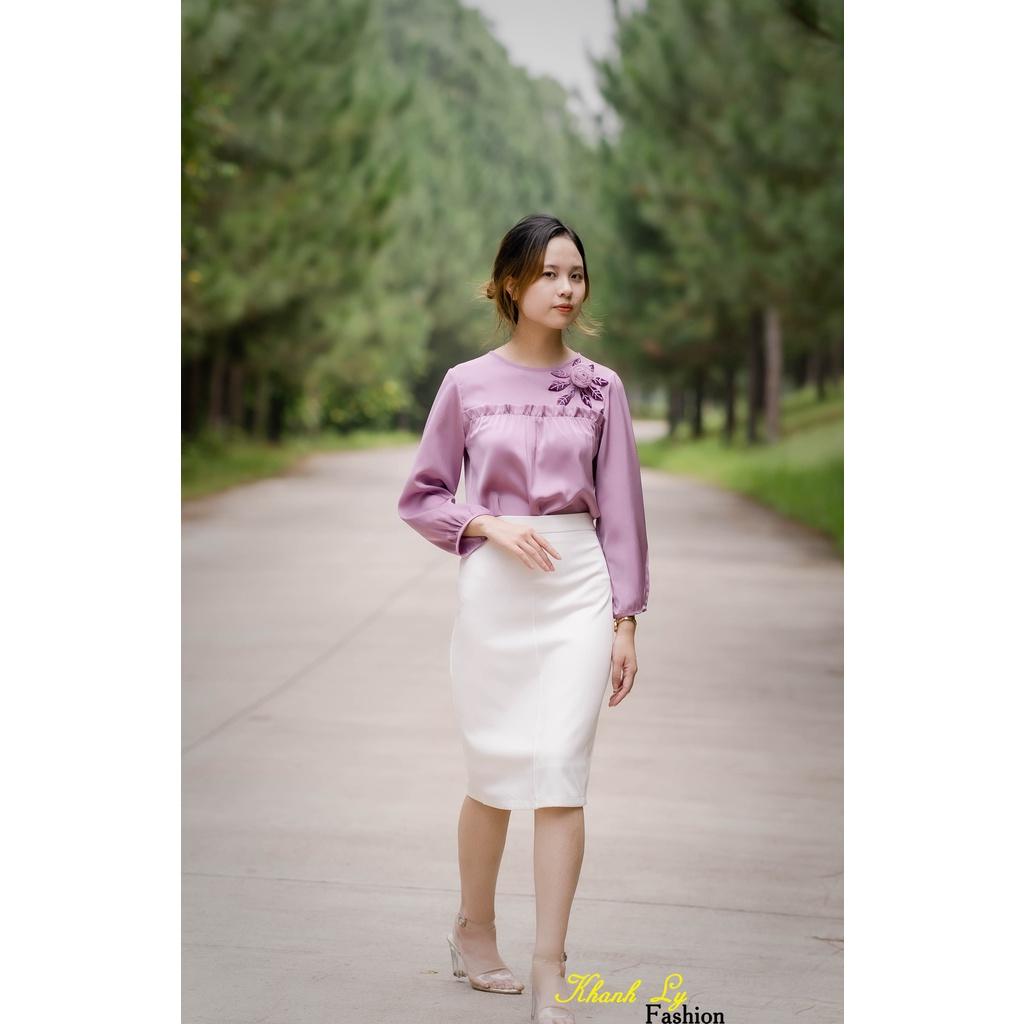 Áo Thiết Kế Lụa Cao Cấp Hoa Hồng Tím