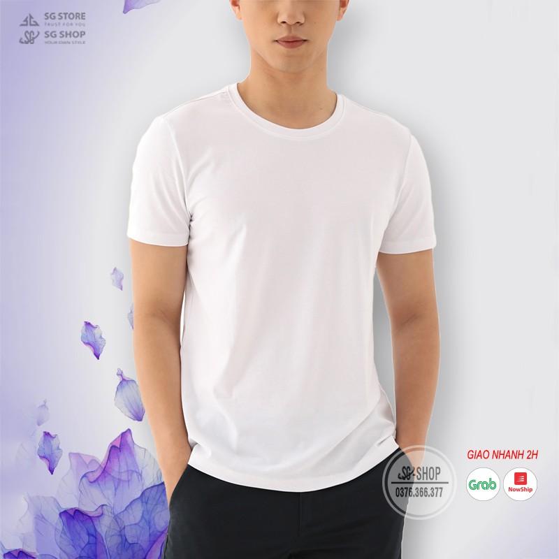 Áo thun trơn màu trắng phông unisex basic nam nữ ulzzang cổ tròn thun cotton 4 chiều mềm mịn ATTT | SG