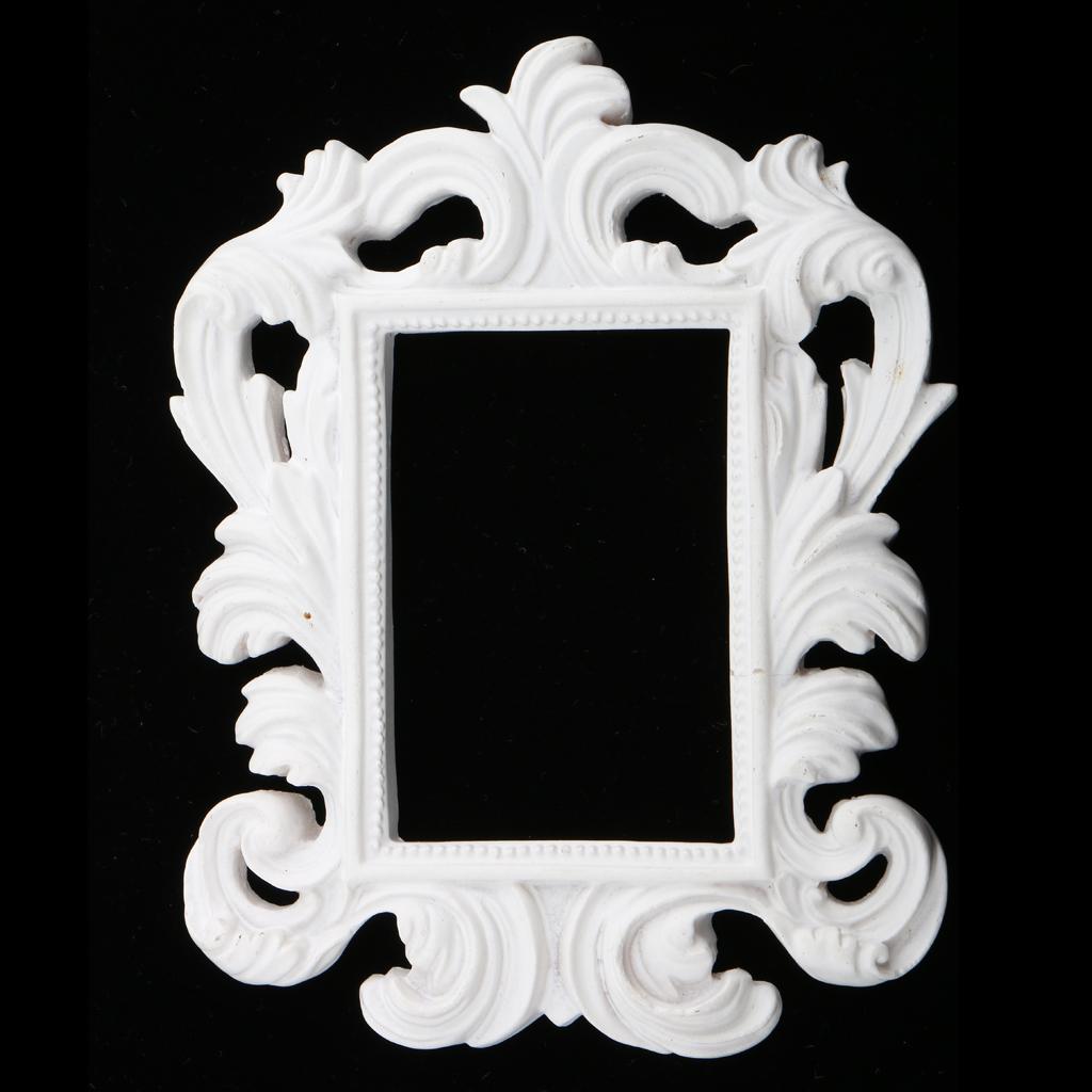 2pcs Vintage Mini Resin Picture Photo Frame Party Favor White+Black