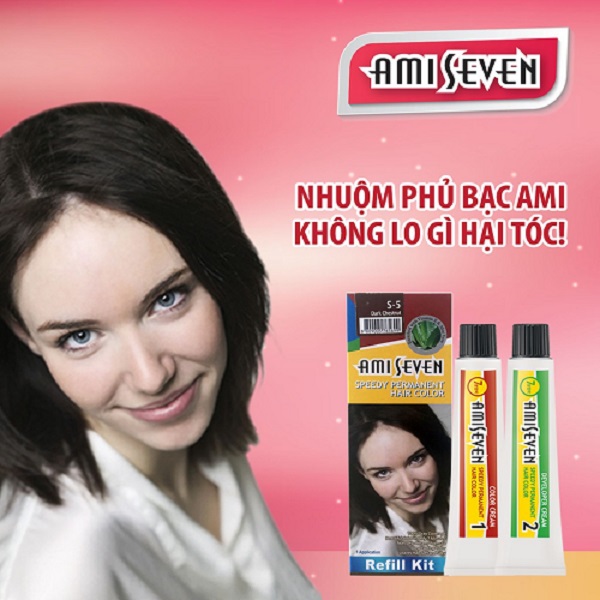 Nhuộm phủ bạc dược thảo Amiseven nhanh 7 phút AMI SEVEN Speedy Permanent Hair Color (Loại tiết kiệm) (60+60)