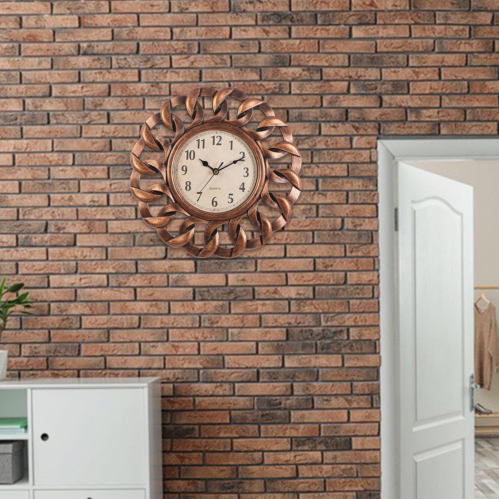 Retro Wall Clock, Round Non Ticking Hanging Clocks for Bedroom Coffee shop decorationation