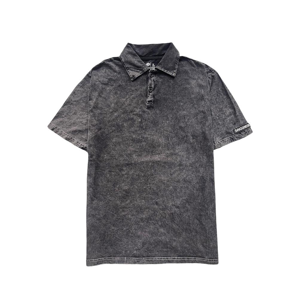 Áo Thun Wash Polo Cổ Bẻ SGES Vải Cotton Form Rộng Nam Nữ Unisex Streetwear