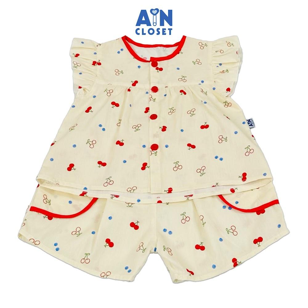 Hình ảnh Bộ quần áo Ngắn bé gái họa tiết Cherry Nhí Trắng cotton - AICDBG93LRLP - AIN Closet