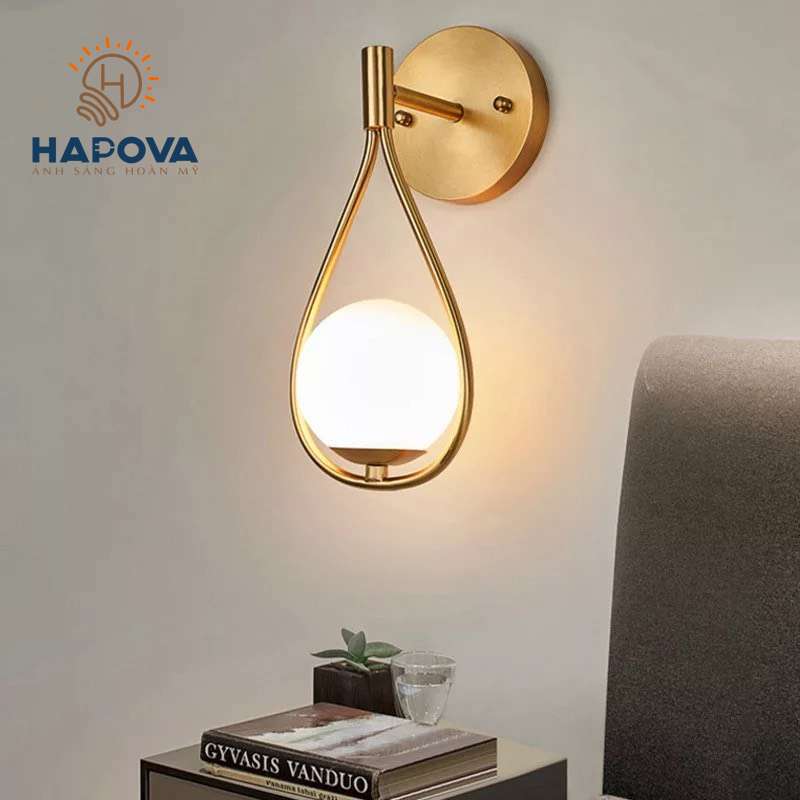 Đèn gắn tường, đèn ngủ treo tường hình giọt nước HAPOVA RITAS 1253 Tặng kèm bóng LED AS vàng