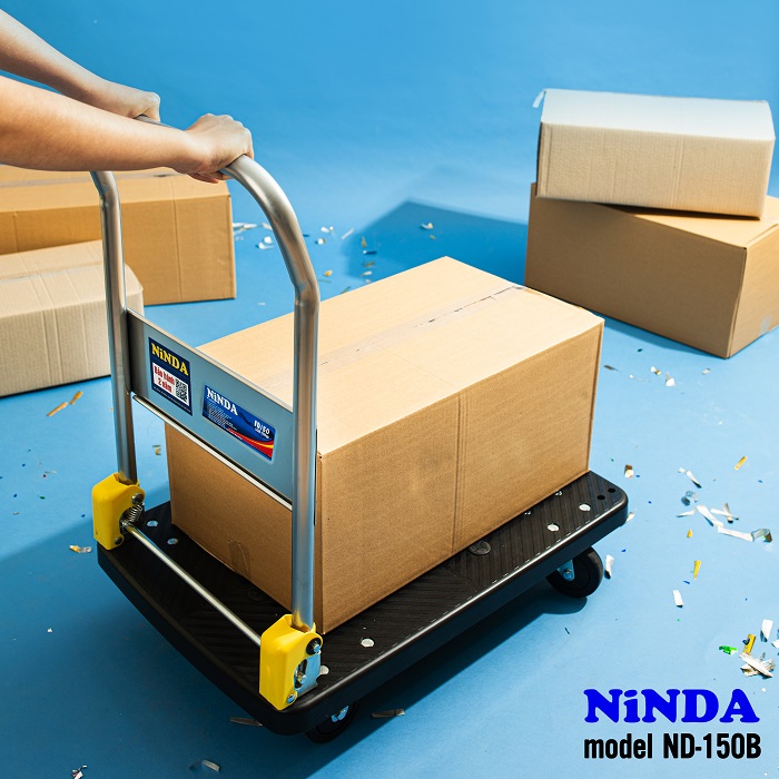 Xe đẩy 150kg Ninda X150B, tay gấp gọn, không han gỉ