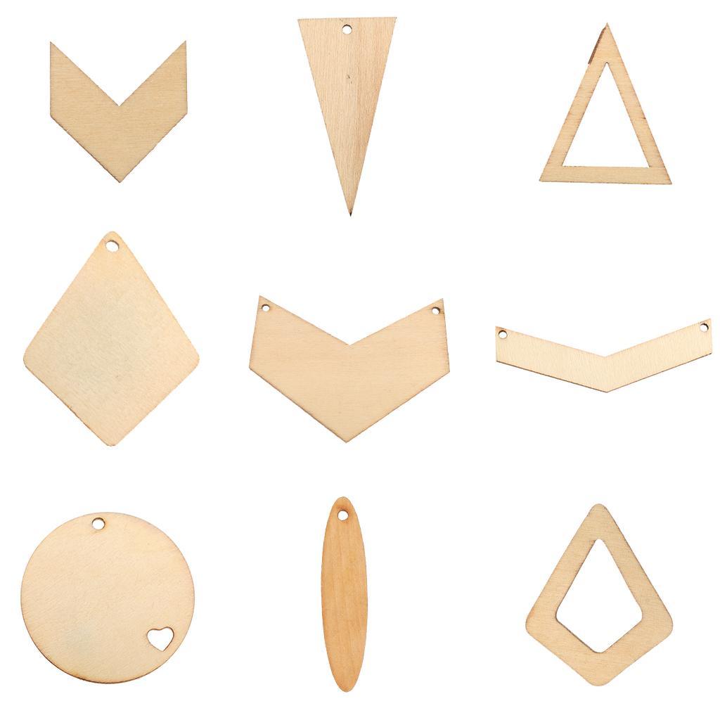 20Pcs Unfinished Wood Geometric Shapes Hanging Tags Cutouts Decoration Craft