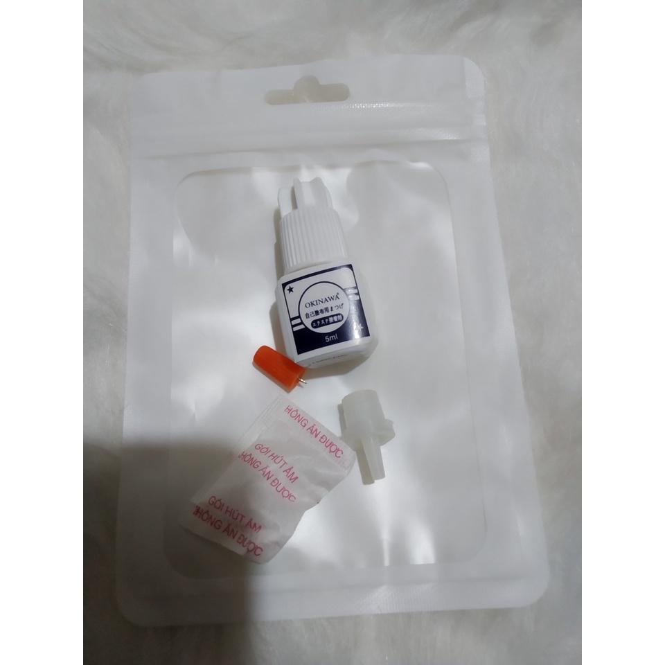 Keo nối mi mở mắt tự nối Okianawa nắp trắng keo không cay, ko kích ứng, lâu khô phù hợp với người tập nối mi