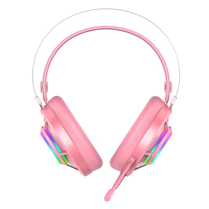Tai nghe DareU EH469 7.1 RGB Black / Pink da mềm đeo cực êm tai - Hàng chính hãng