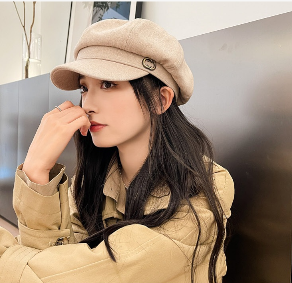 Mũ beret có vành nữ phong cách Hàn, nón nồi nỉ có vành cao cấp