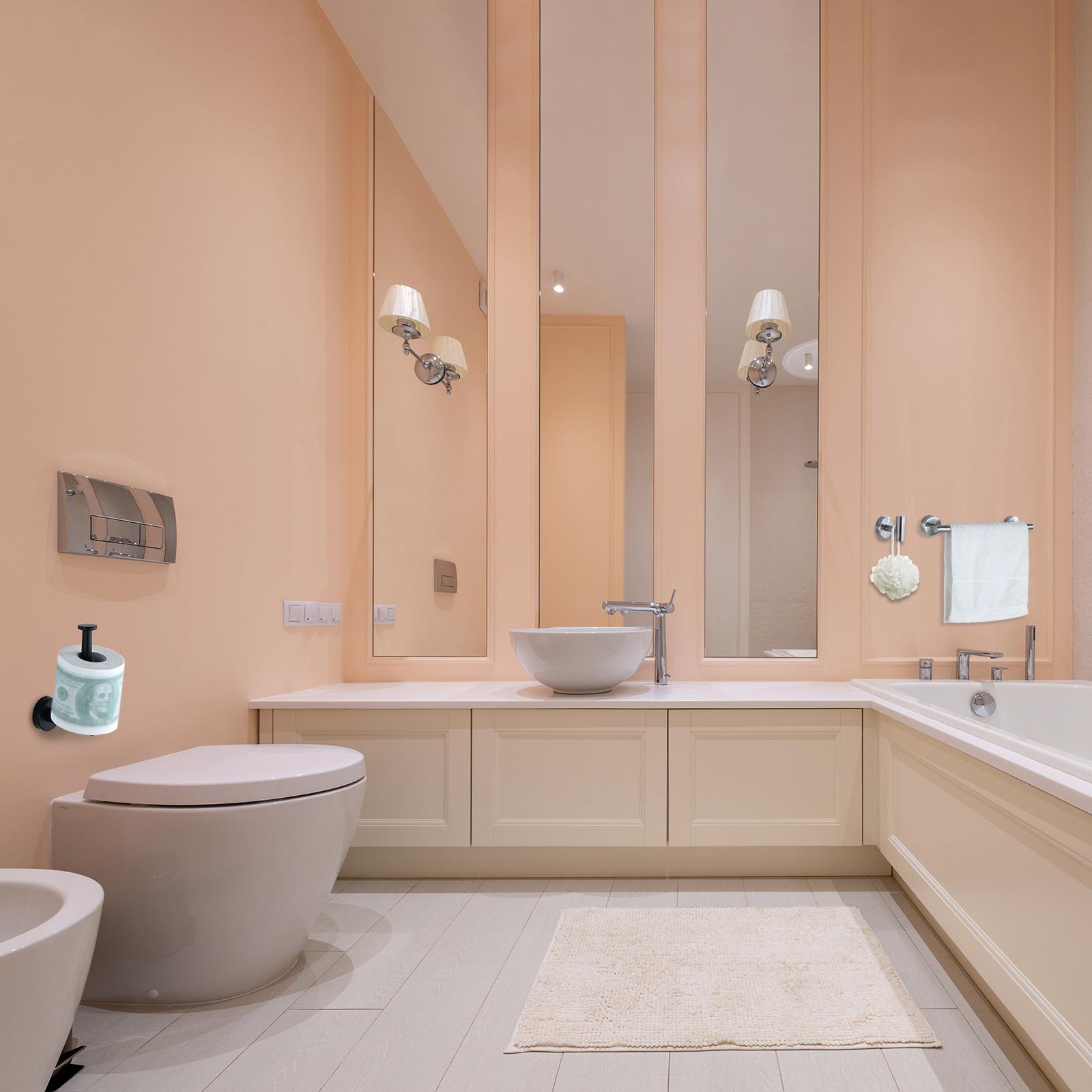 Set 5 Thanh Móc Treo Cho Phòng Tắm Khoan Gắn Tường Bằng Thép Không Gỉ