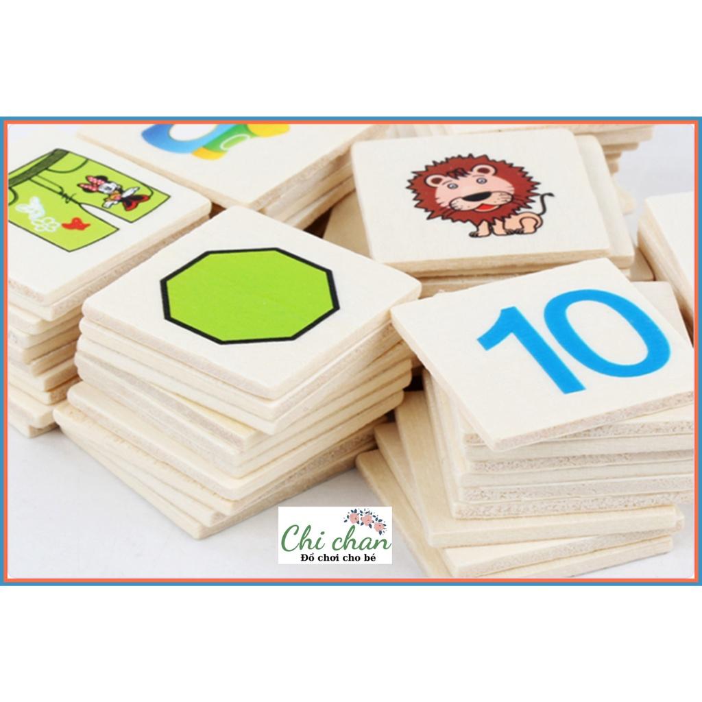 Đồ chơi thả hình theo chủ đề bằng gỗ, 8 thanh chủ đề 80 thẻ bài, đồ chơi giáo dục