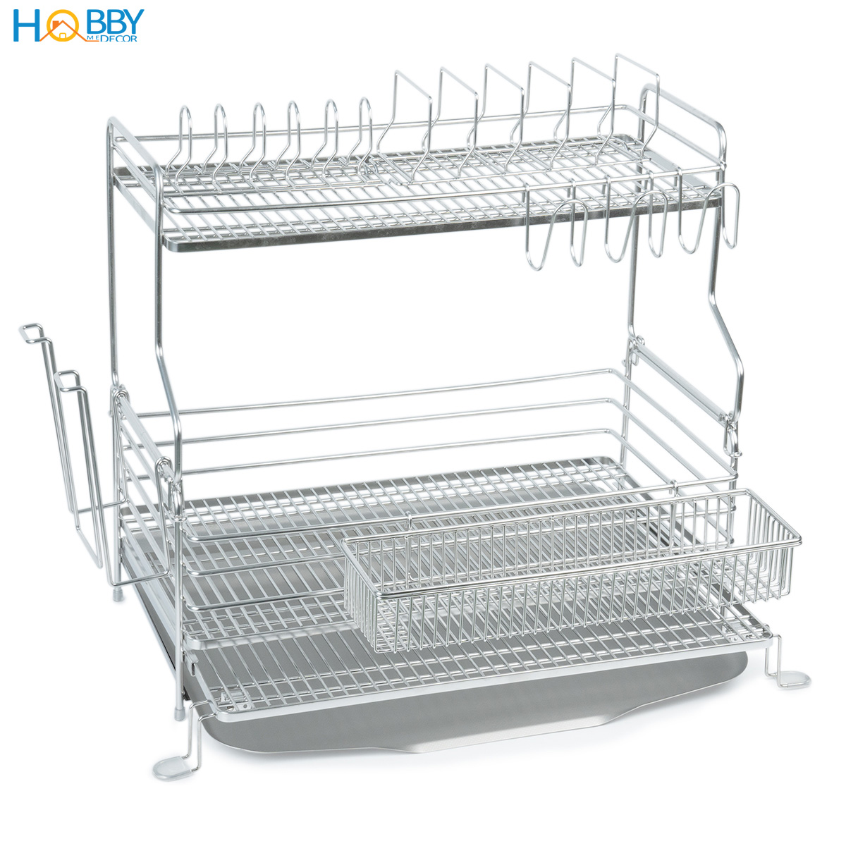Kệ chén 2 tầng đa năng co giãn inox 304 cao cấp Hobby home decor KC5