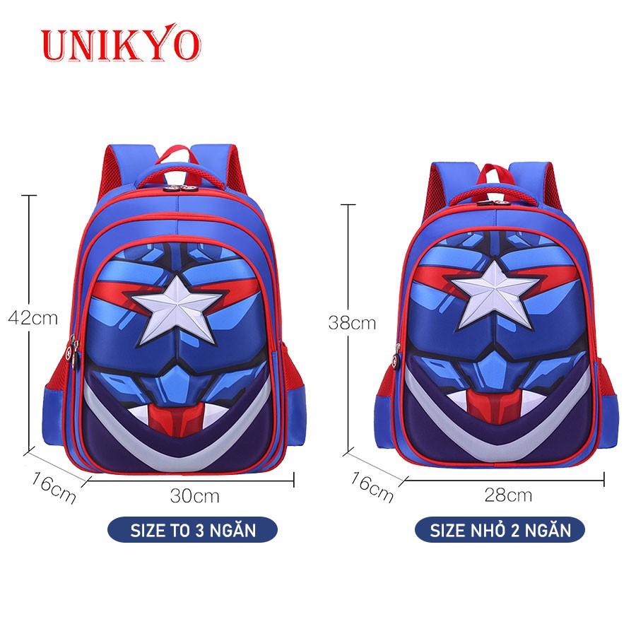 Balo cặp chống gù đi học cho bé trai học sinh tiểu học chống nước ba lô trẻ em siêu nhân nhẹ Đội trưởng Mỹ Unikyo CI10