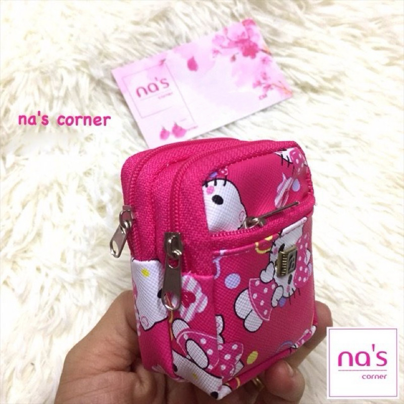 Móc khóa balo 3 ngăn mèo Kitty móc khoá ví da mini