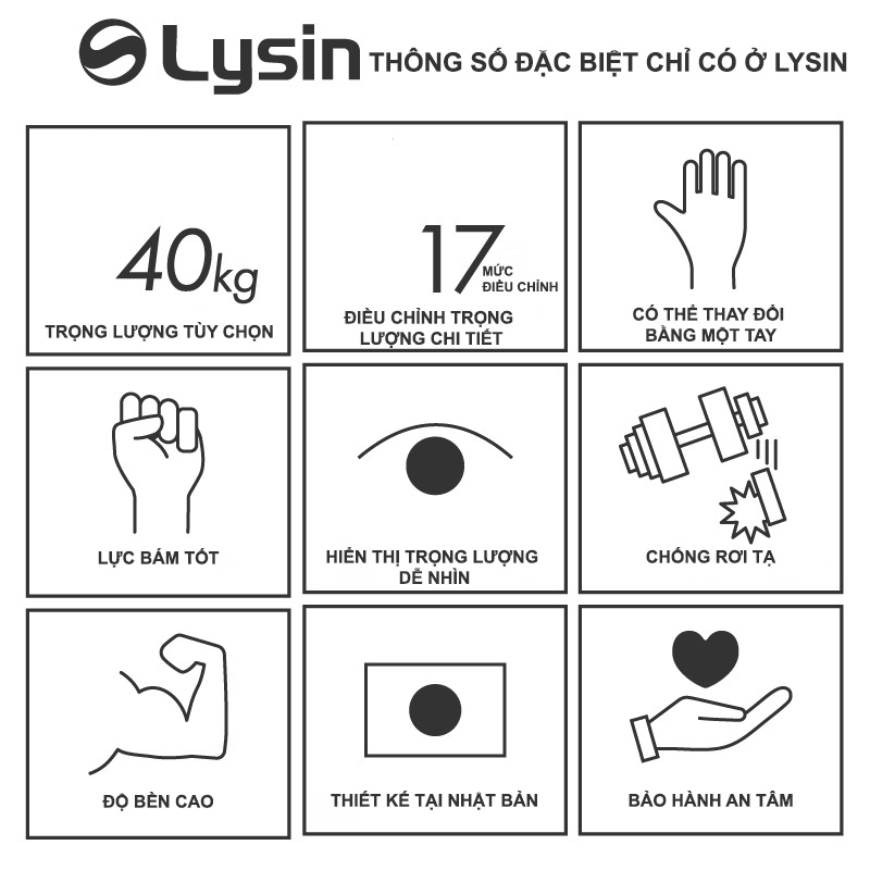 Tạ Điều Chỉnh Lysin 40kg – 17 Mức Trọng Lượng