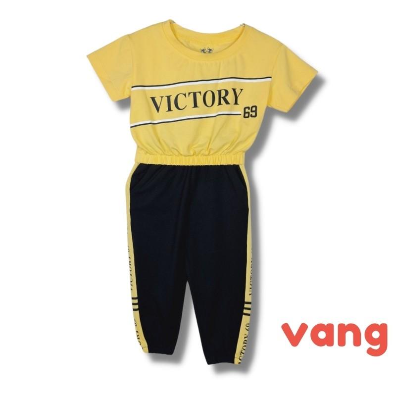 Đồ bộ bé gái mẫu Victory 69 cho bé từ 1-7 tuổi chất liệu cotton 100% co giãn 4 chiều bộ thể thao croptop