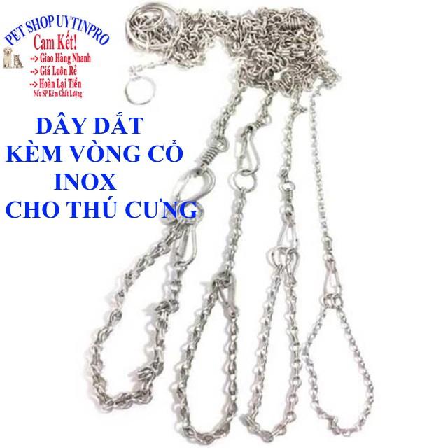 Dây dắt Inox cho Chó Mèo Kiểu uốn cong Chất liệu inox cao cấp, bền đẹp, chắc chắn, an toàn