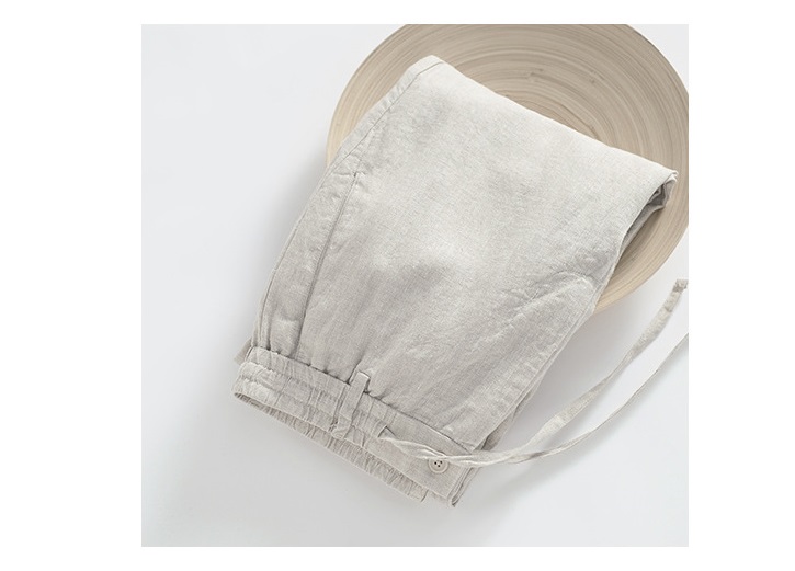 Quần dài ống rộng form suông unisex chất linen thiết kế đơn giản, basic, kèm dây rút và khuy khóa trước Qd11