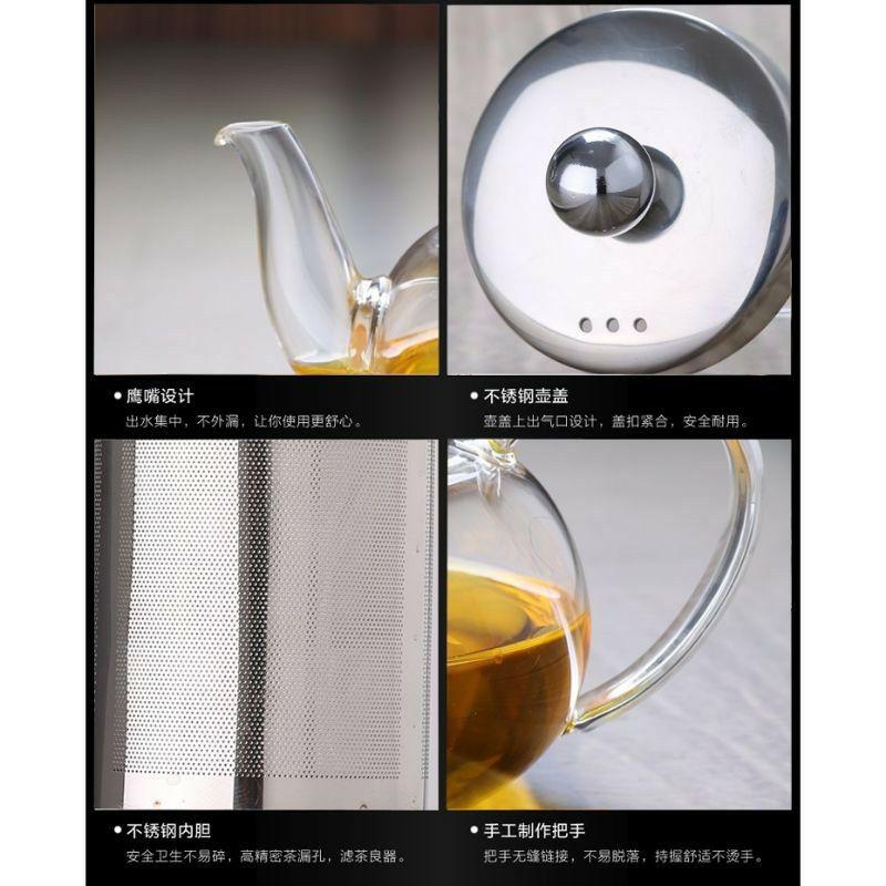 Ấm  pha trà bằng thủy tinh chịu nhiệt tốt dung tích 300ml / 650ml / 800ml có lõi lọc inox