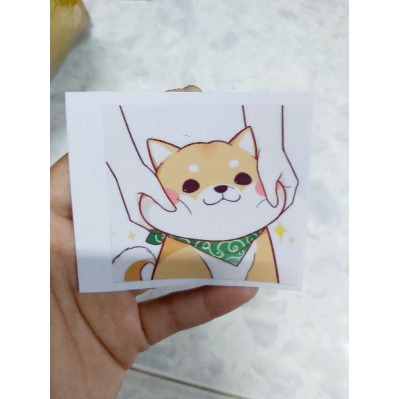 BST Tem Decal Sticker Chú Chó Cute Dán Điện Thoại, Nón, Xe