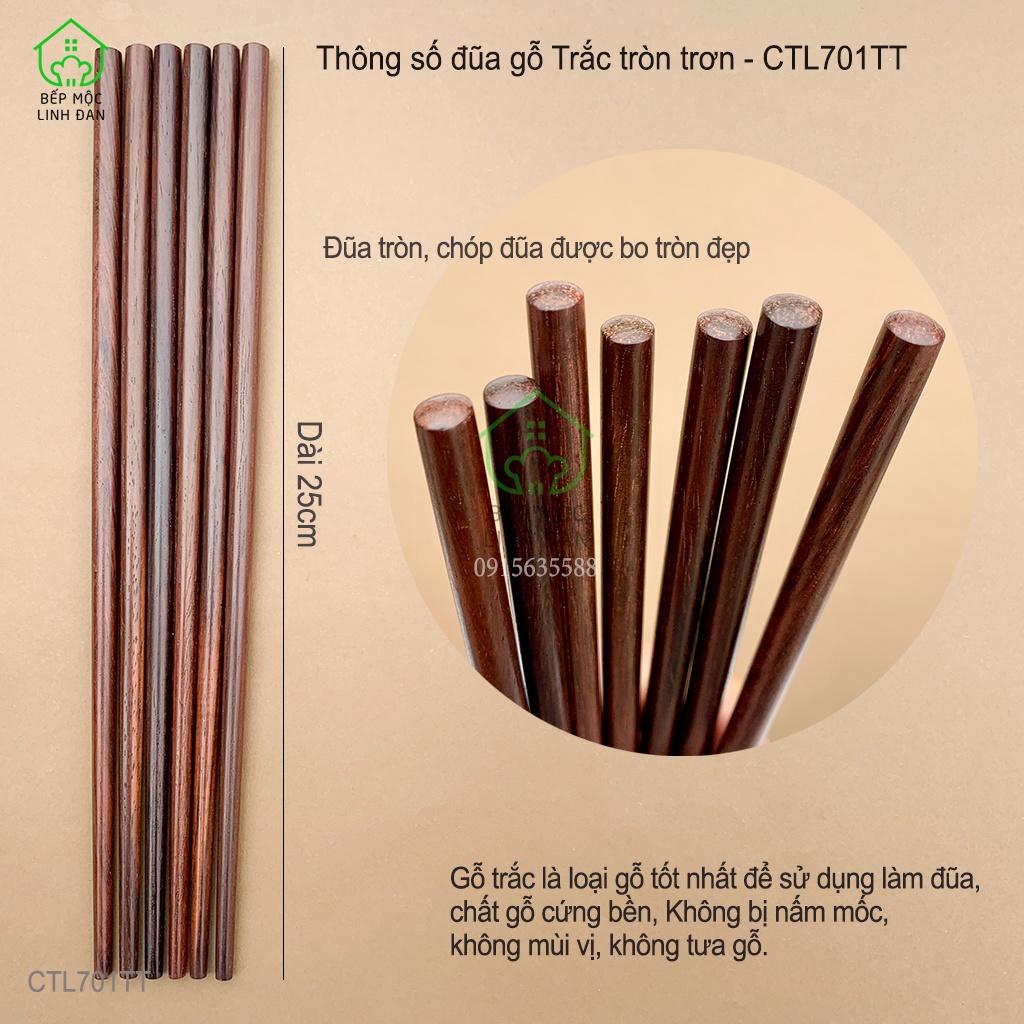 Đũa Gỗ Trắc Tự Nhiên Việt Nam Siêu Sạch HAHANCO Bộ 10 Đôi Tròn