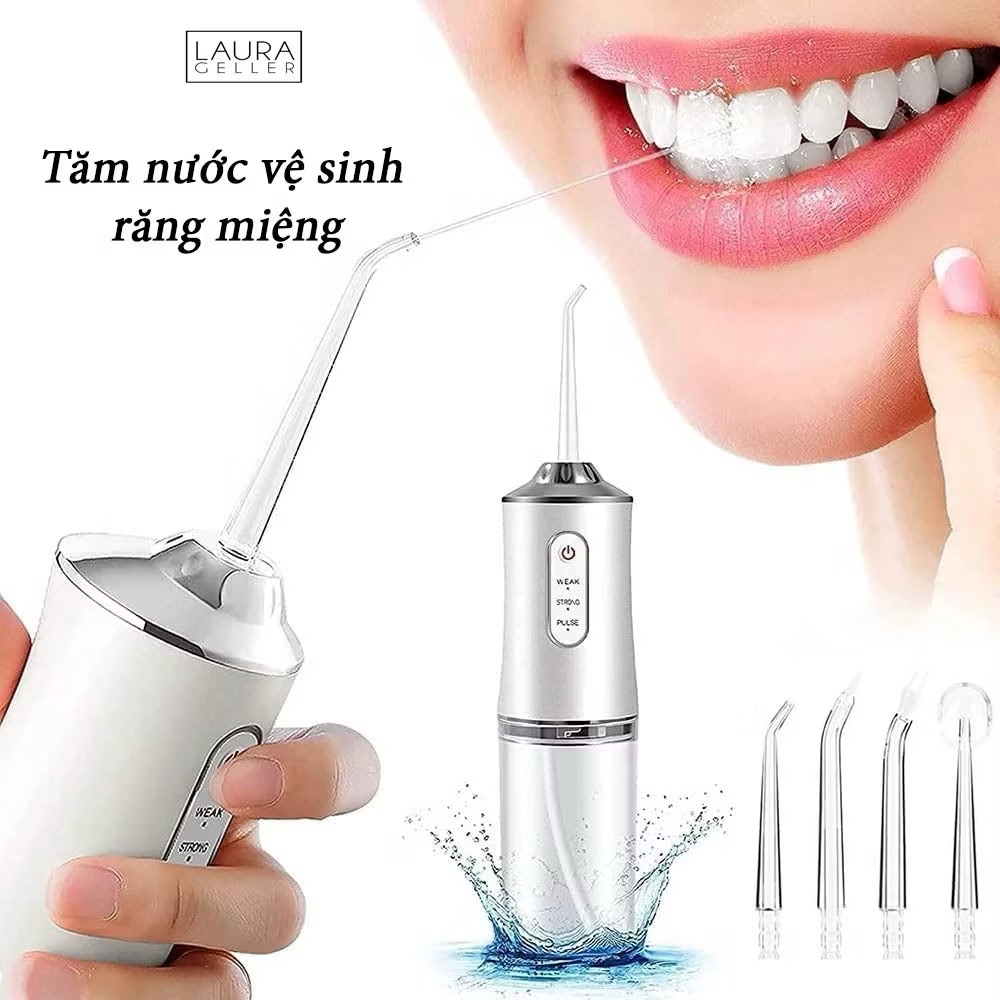[HÀNG LOẠI 1 XỊN] Tăm Nước Oral Irrigator Nội Địa Máy Tăm Nước Cầm Tay Vệ Sinh Răng 4 Đầu Tăm Bình Chứa 220ML Tăm Nước Mini