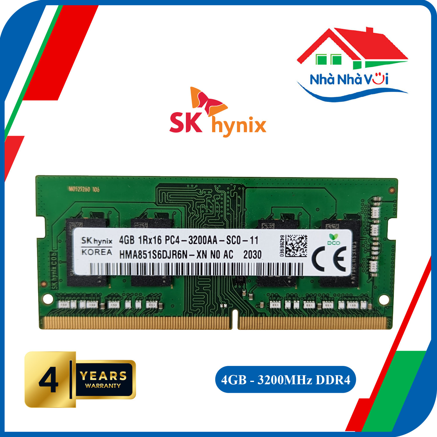 RAM Laptop DDR4 SK Hynix 4GB Bus 3200 SODIMM - Hàng Nhập Khẩu