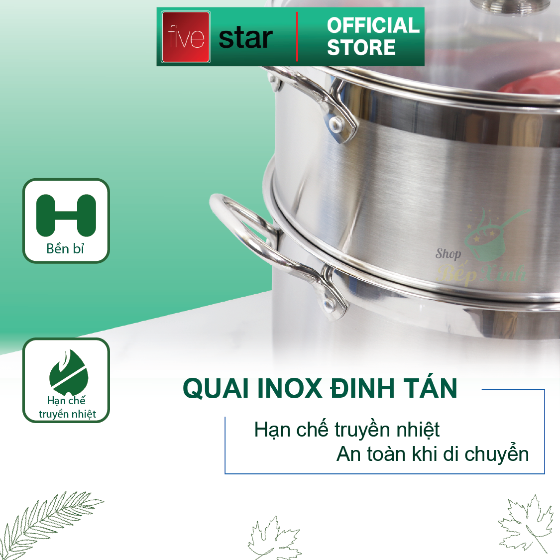 Bộ xửng hấp  Standard inox 430 nắp kính ( 30CM ) , 3 đáy dùng tốt bếp từ , hồng ngoại , gas