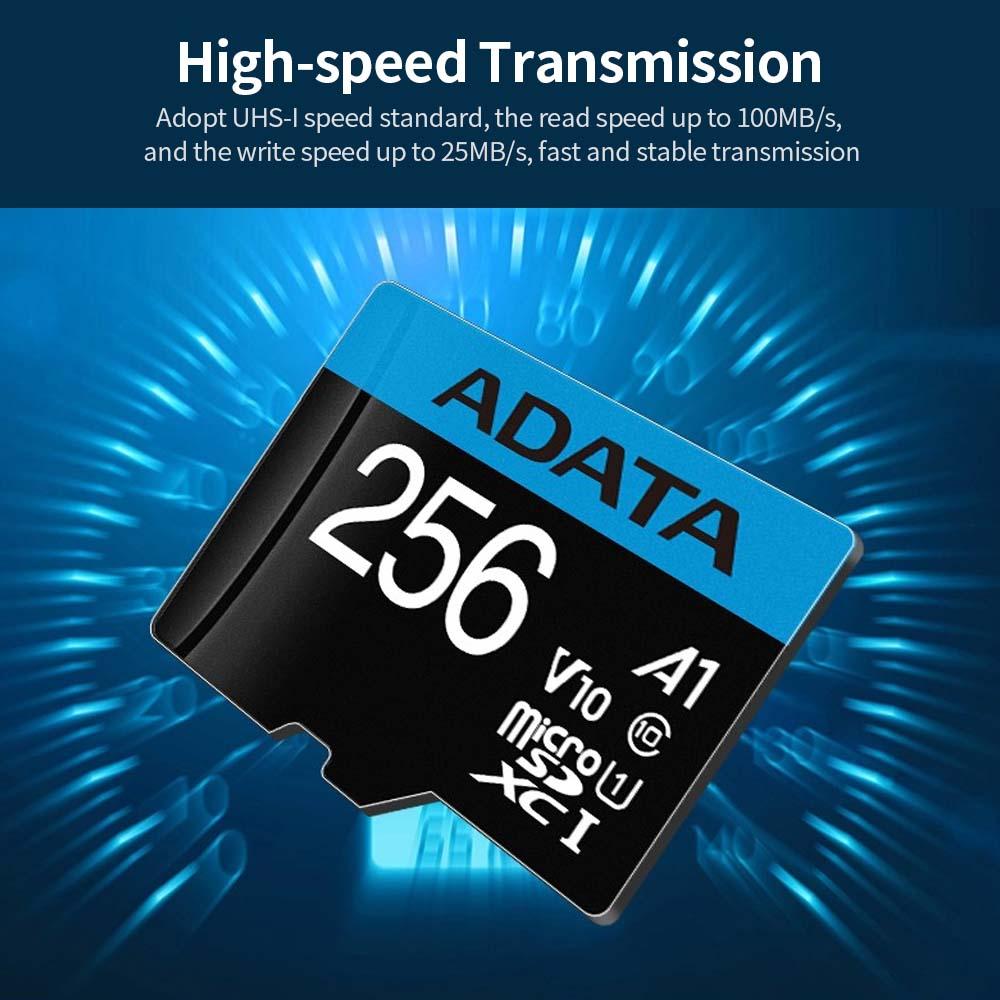 Thẻ nhớ ADATA Micro SD 64GB A1 U1 C10 V10 Thẻ TF tốc độ cao Hỗ trợ quay video HD 1080P giám sát tại nhà bằng camera hành trình - Màu xanh lam - 64GB
