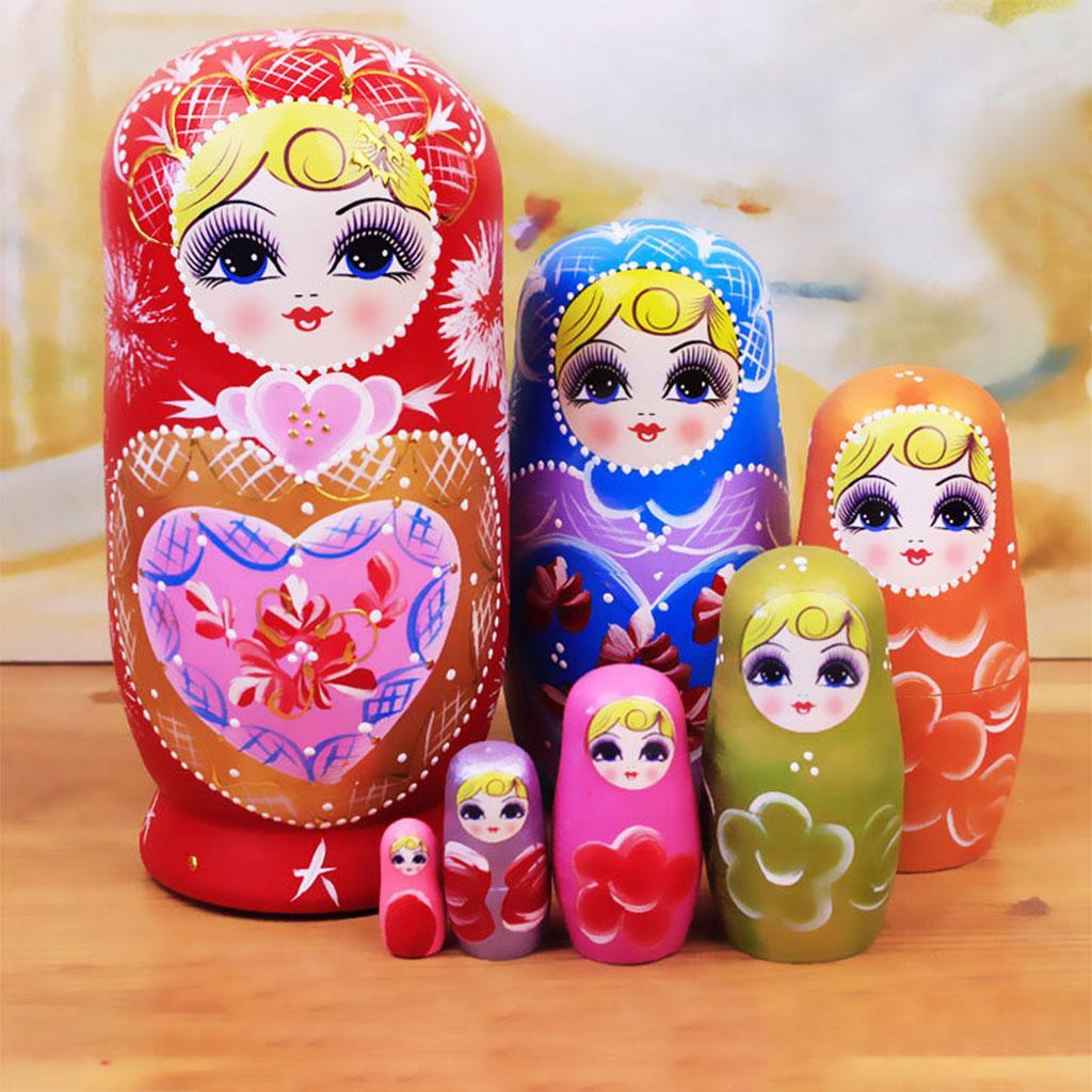 Girl  Wooden Russian Nesting Dolls Kit Nested Matryoshka Toy