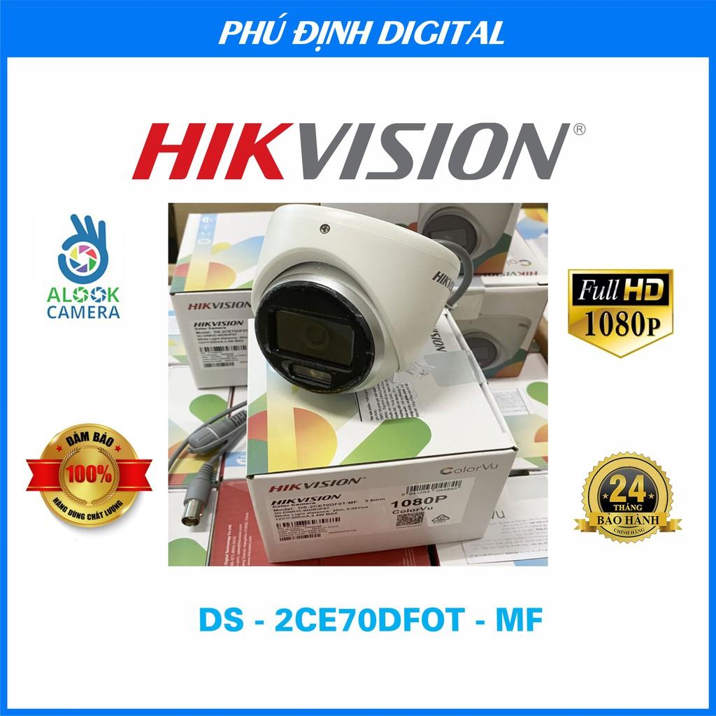 Camera HDTVI dome Hikvision FULL COLOR 2mp mã DS-2CE70DF0T-MF - Hàng Chính Hãng