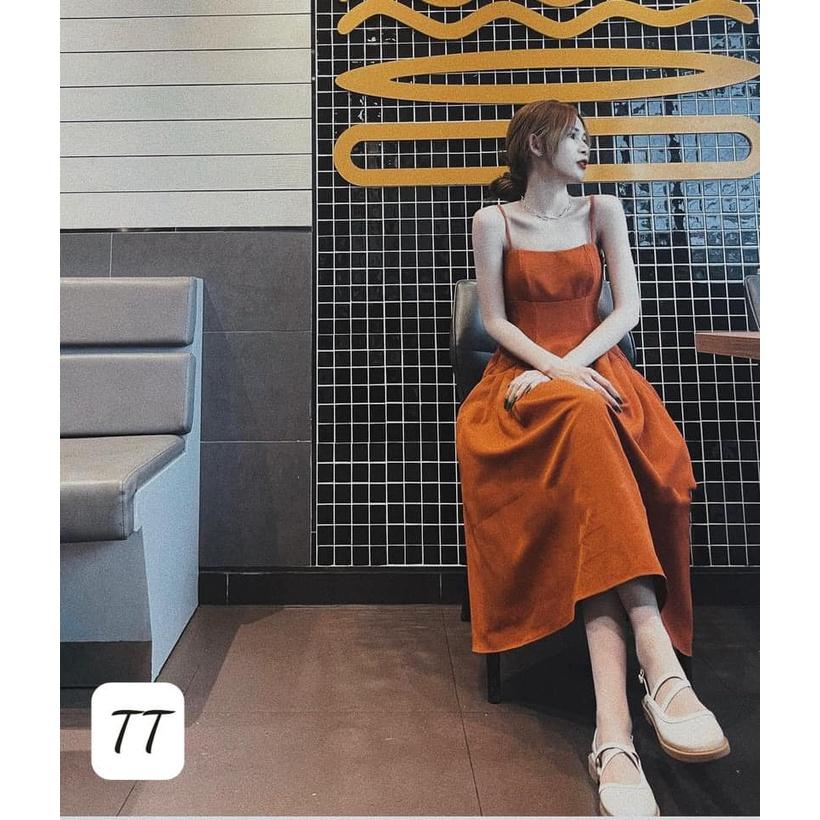 Giảm giá Váy 2 dây màu cam cháy December Fashion  BeeCost