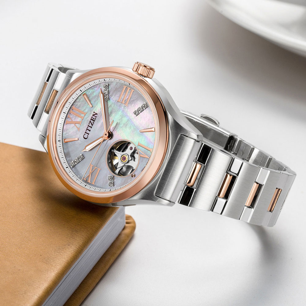 Đồng Hồ Nữ Citizen Đính Đá Swarovski Dây Thép Không Gỉ PC1009-51D - Mặt Xà Cừ
