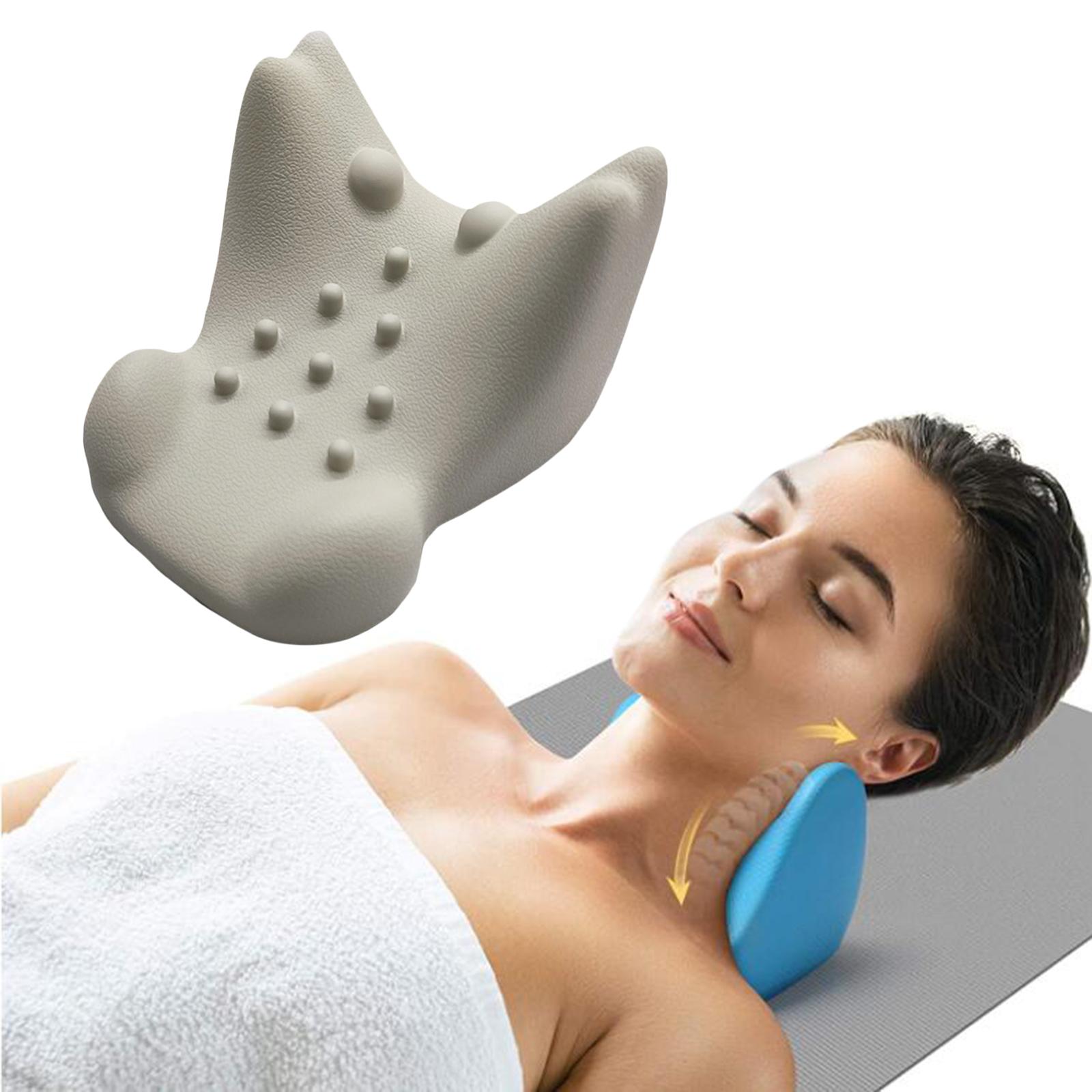 Portable Neck Shoulder Relaxer Chiropractic Pillow w/Massage Point Cervical Neck Massage Pillow for Muscle Relax Pain Relief Simple Effective