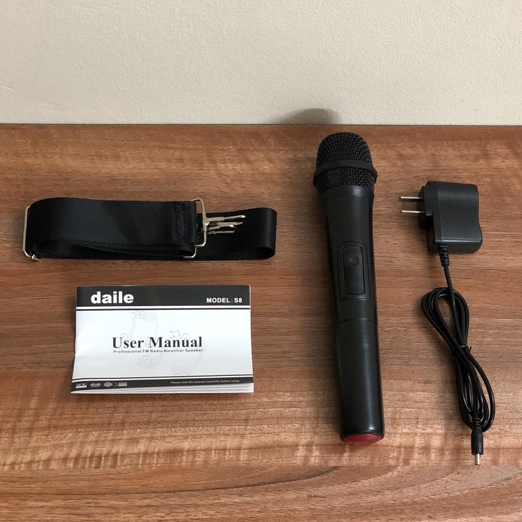 Loa kéo karaoke bluetooth daile S8 tặng 1 micro không dây