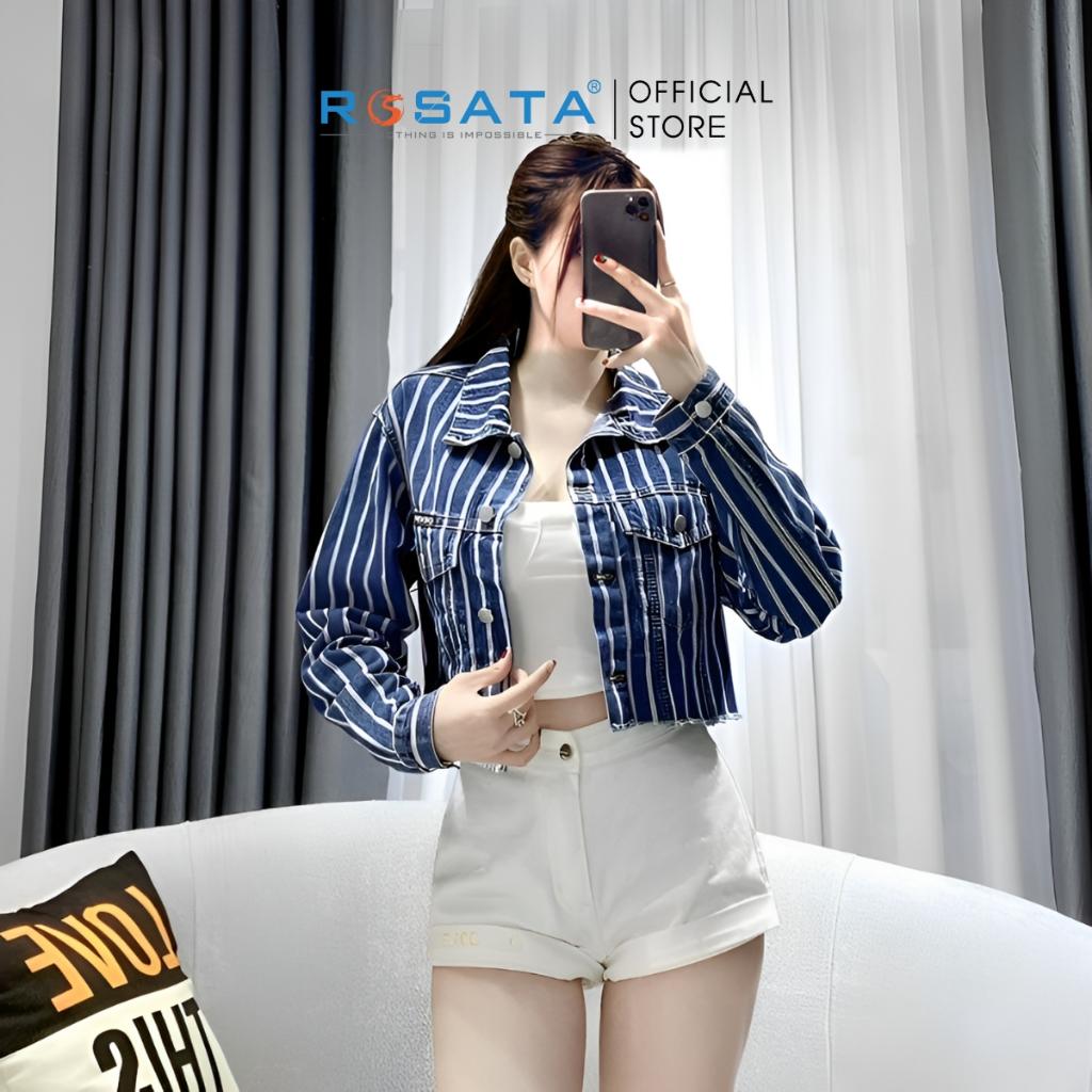 Áo Khoác Nữ Croptop Jean Dài Tay ROSATA K42 Cao Cấp Freesize Xuất Xứ Việt Nam