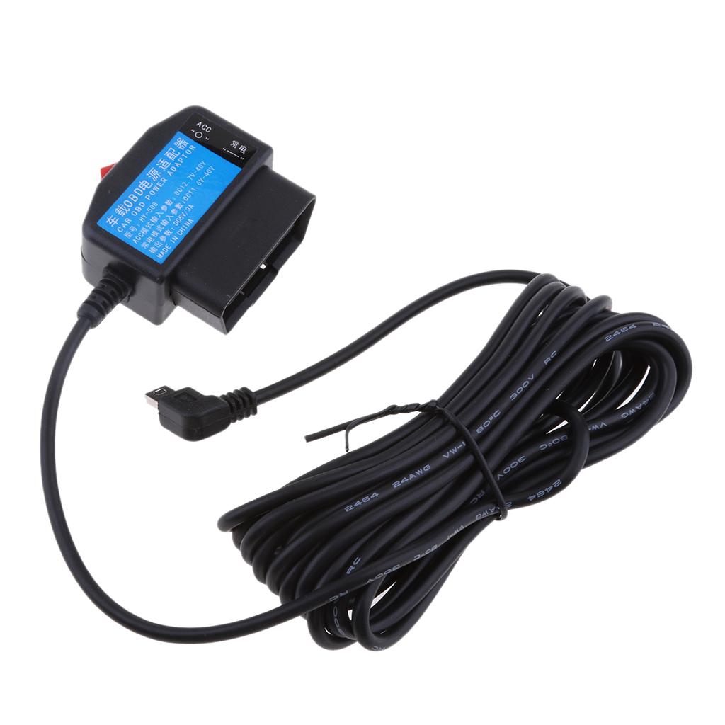 12/24V to 5V/3A Dash Cam / Car Video Recorder HardWire Kit DVR OBD Buck Line Free Shipping
