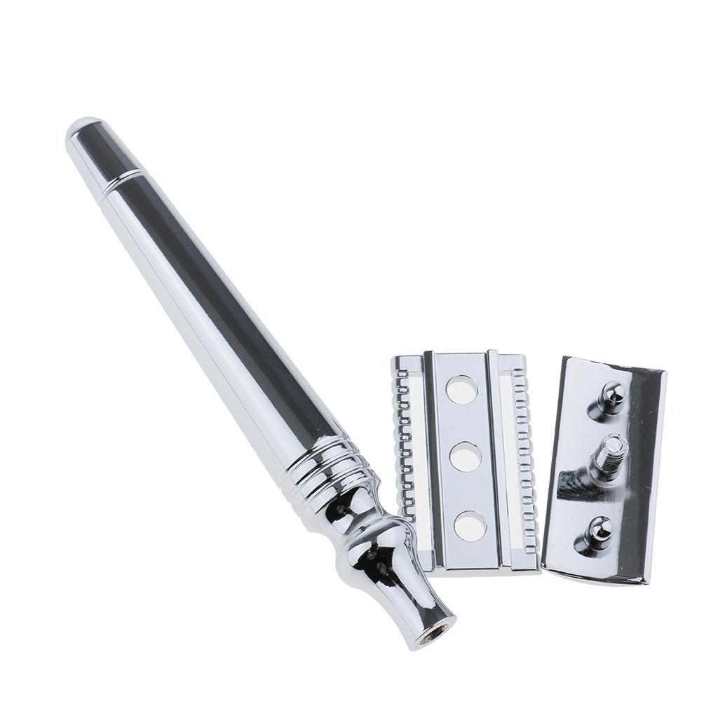 Mens Double Edge Safety Shaving Razor Alloy Classic Manual Shaver Base Set