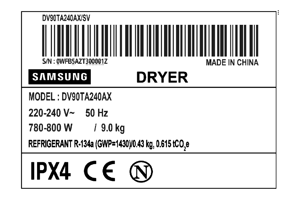 Máy sấy bơm nhiệt Samsung Heatpump 9kg DV90TA240AX/SV - Hàng chính hãng