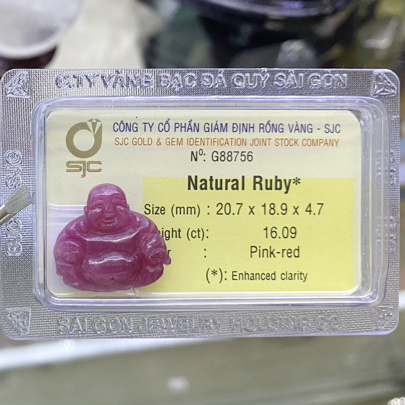 Phật Di Lặc Đá Ruby Kiểm Định Tự Nhiên Phong Thuỷ