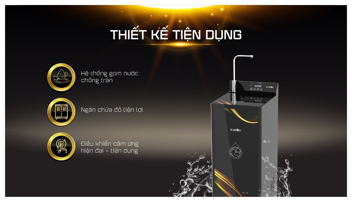 Máy lọc nước nóng lạnh Karofi KAD-D68 10 lõi lọc Smax hàng chính hãng