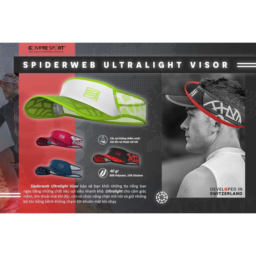 Mũ Chạy Bộ Hở Đầu Compressport Ultralight Spiderweb - đỏ đen