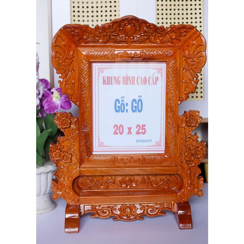 KHUNG HÌNH ẢNH THỜ MAI GẤM GỖ GÕ 20 X 25