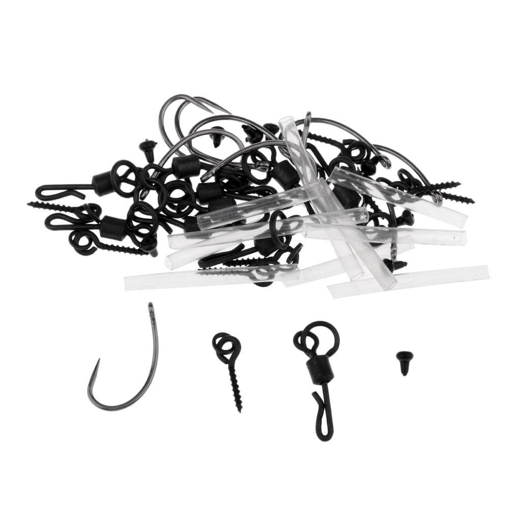 20Set Ronnie Rigs Hair Rigs Barbless Hook Fishing Pop up Tackle Spinner Rigs