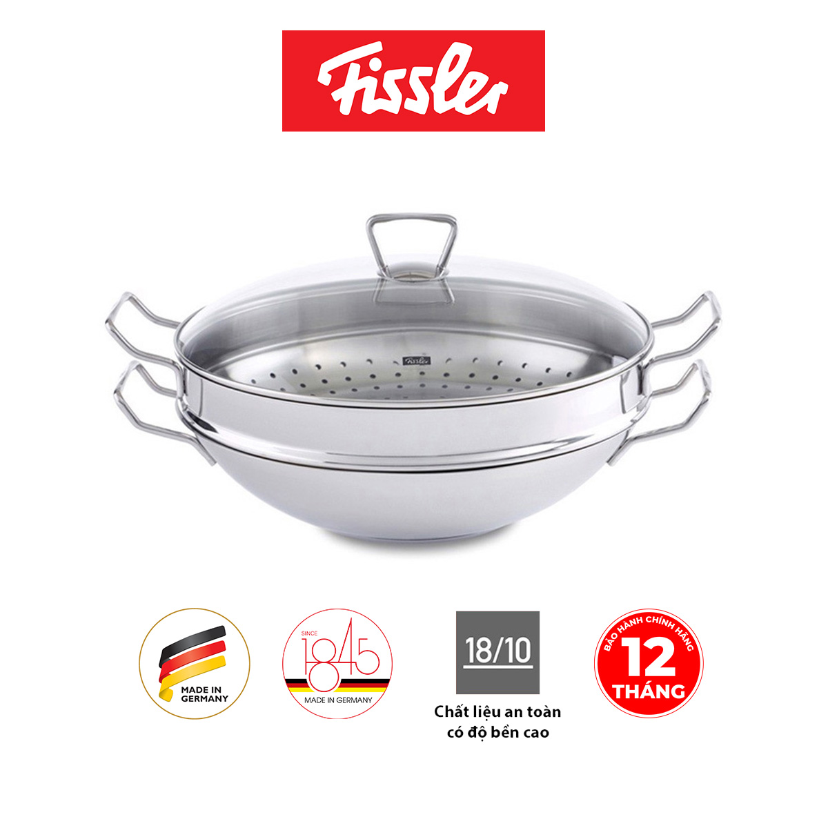 Bộ nồi lẩu + xửng hấp Fissler Nanjing 36cm