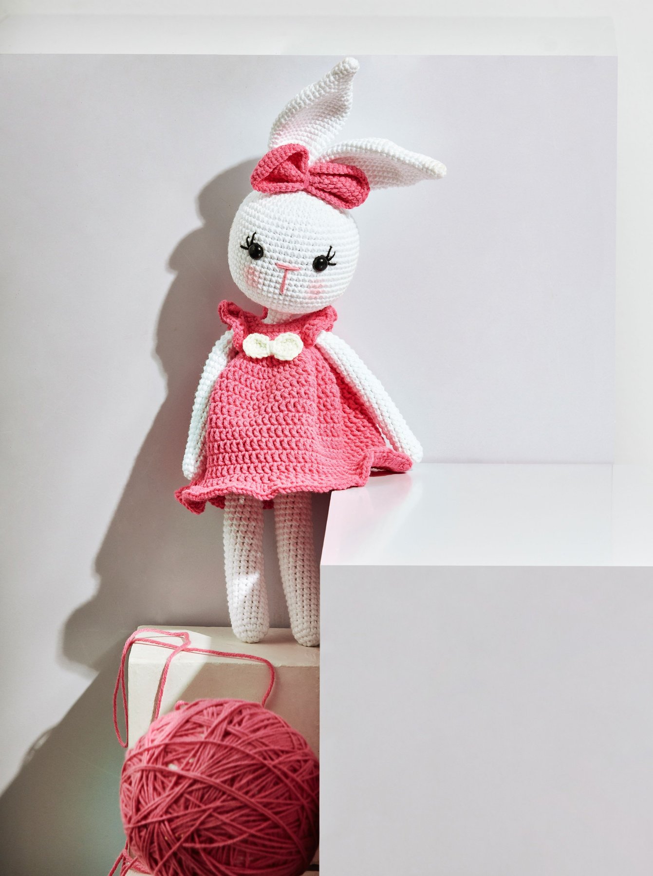 Thú bông len Thỏ Rosie hồng 30 cm - Đồ chơi cho bé thú bông búp bê cao cấp an toàn- Quà tặng cho bé