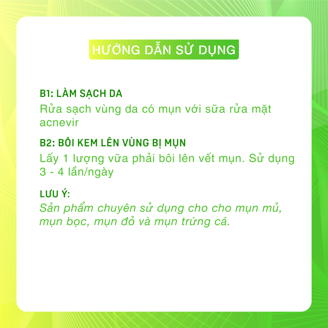 Kem mụn Acnevir Santafa ( Xanh ) - Ngăn ngừa các loại mụn như mụn bọc, mụn đỏ, mụn trứng cá, mụn mủ, hạn chế sự phát triển của vi khuẩn, diệt khuẩn, giảm bã nhờn, giúp da thông thoáng - Tuyp 15g