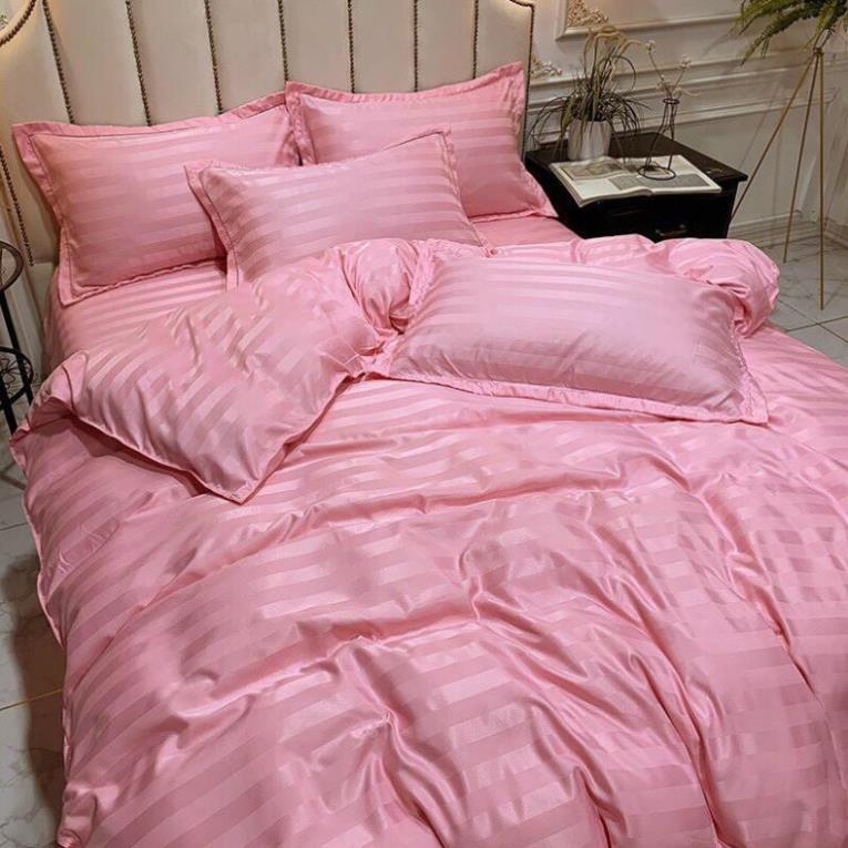 Bộ chăn ga gối Cotton 3F Nhà Nhím Chăn ga gối kẻ sọc khách sạn cao cấp