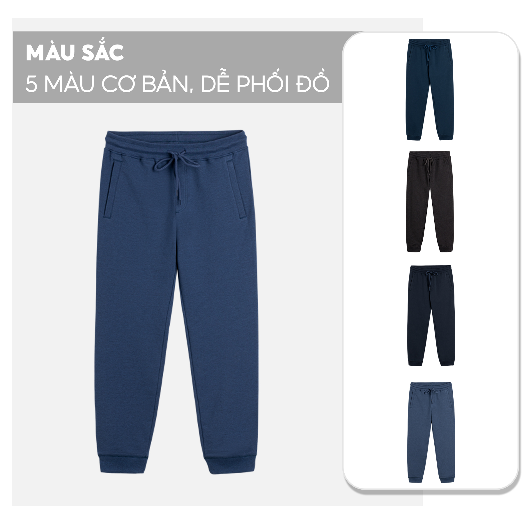 Quần Jogger Nỉ Nam 5S (5 Màu), Chất Liệu Cao Cấp, Dày Dặn, Thiết Kế Basic, Cạp Chun Co Giãn Thoải Mái (QNB22040)